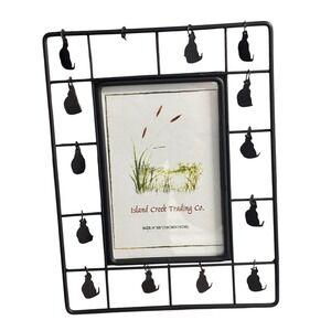 Island Trading Dennis East Intl Black Metal Wire Cat Silhouette 4x6 Pic Frame